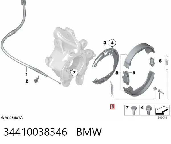 Kit de montaje de zapatas de freno traseras 34410038346 BMW