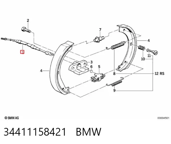 Cable de freno de mano trasero derecho/izquierdo 34411158421 BMW