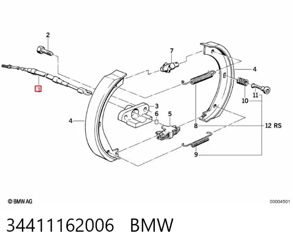 Cable de freno de mano trasero derecho/izquierdo 34411162006 BMW
