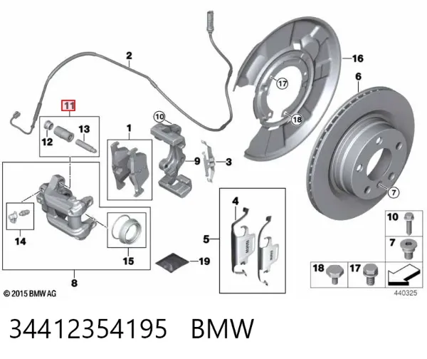 Kit de reparación de pinzas de freno 34412354195 BMW
