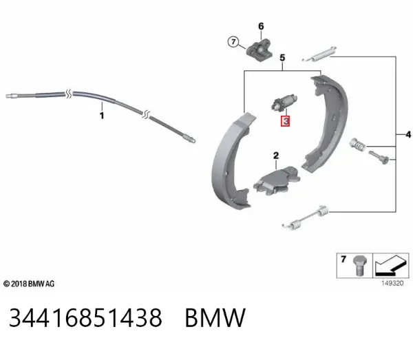Regulador de freno de tambor trasero 34416851438 BMW