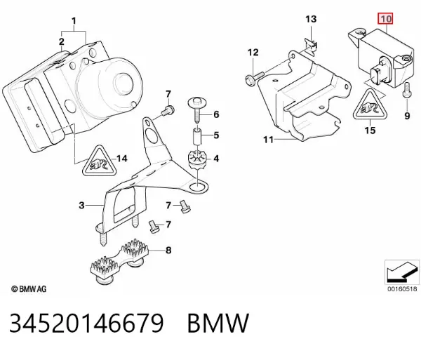 Sensor de aceleración longitudinal 34520146679 BMW