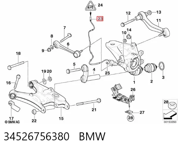 Sensor ABS trasero 34526756380 BMW