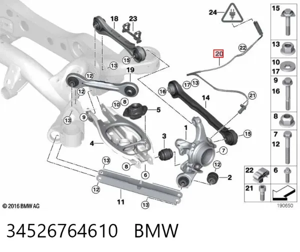 Sensor ABS trasero 34526764610 BMW