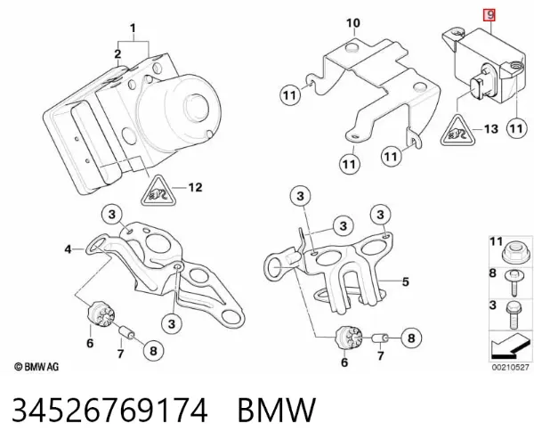 Sensor de aceleración longitudinal 34526769174 BMW