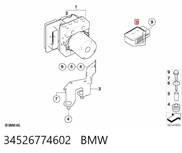 Sensor de aceleración longitudinal 34526774602 BMW