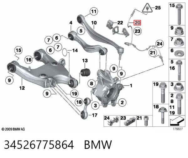 Sensor ABS trasero 34526775864 BMW