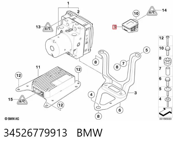 Sensor de aceleración longitudinal 34526779913 BMW