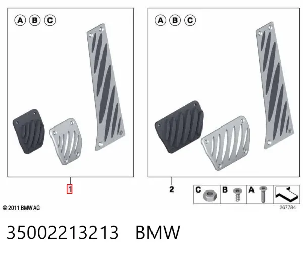 Juego de cubrepedales 35002213213 BMW