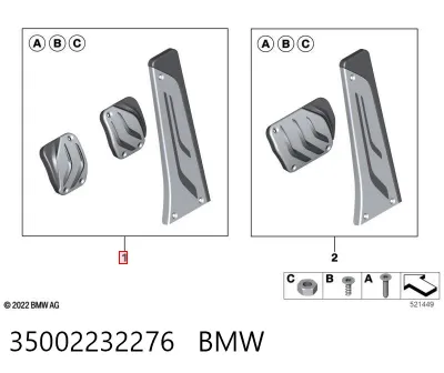 Juego de cubrepedales BMW 35002232276
