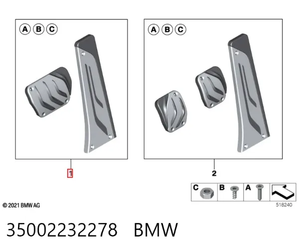 Juego de cubrepedales 35002232278 BMW