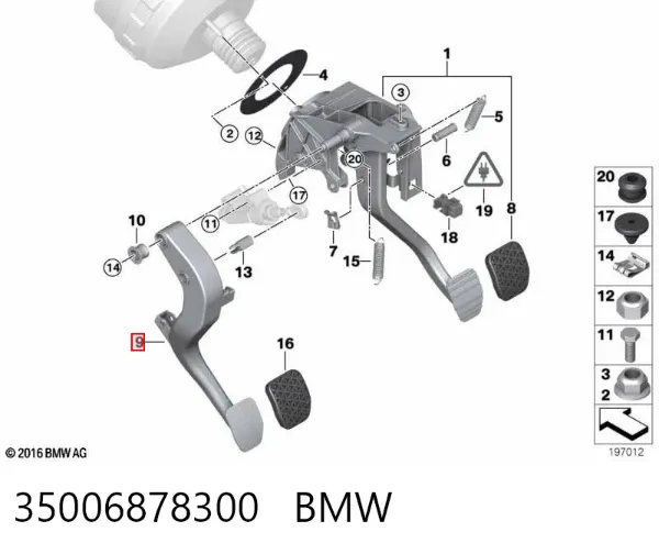 Pedal embrague 35006878300 BMW