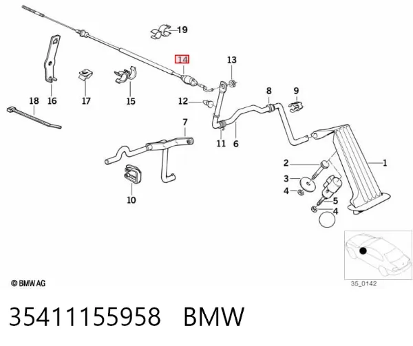 Cable del acelerador 35411155958 BMW