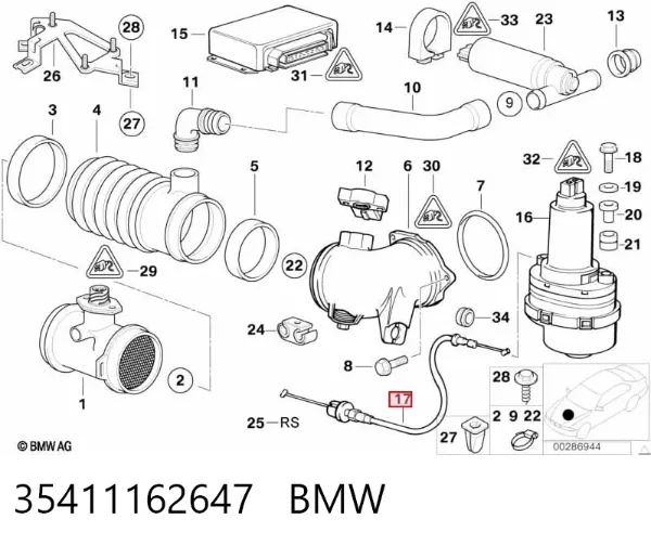 Cable del acelerador 35411162647 BMW