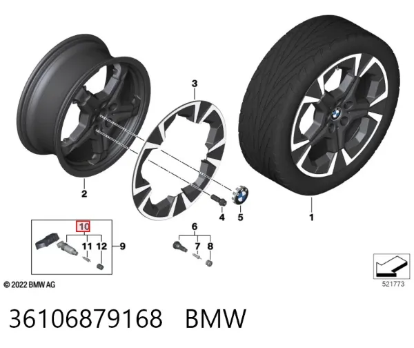 Soporte del sensor de presión de neumáticos 36106879168 BMW