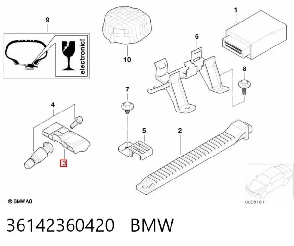 Sensor de presión de neumáticos 36142360420 BMW