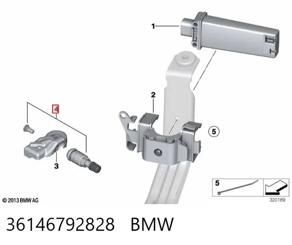 Sensor de presión de neumáticos 36146792828 BMW