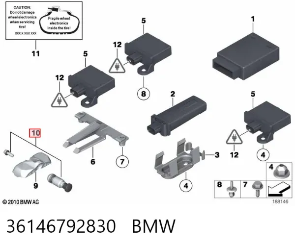 Sensor de presión de neumáticos 36146792830 BMW