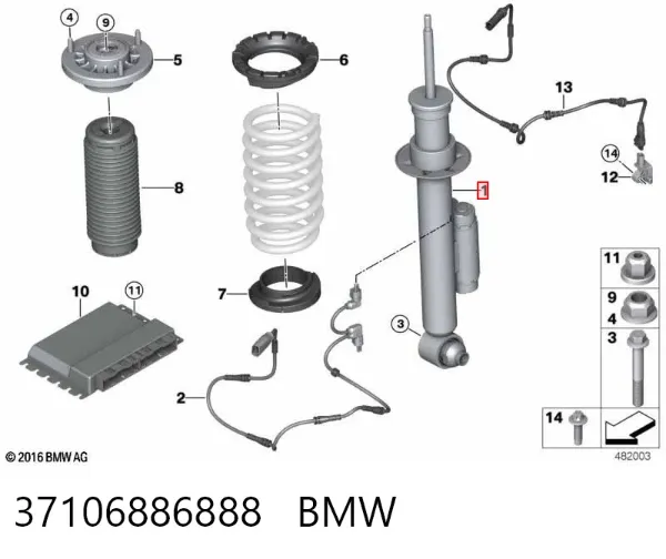 Amortiguador trasero derecho 37106886888 BMW