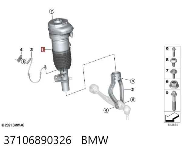 Amortiguador delantero derecho 37106890326 BMW