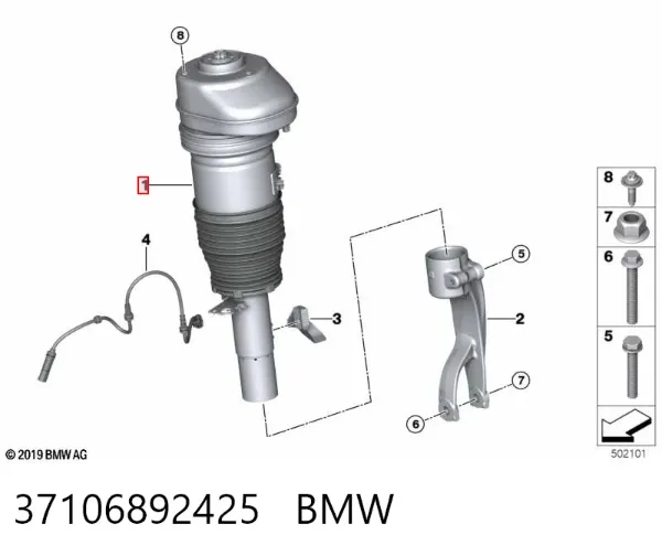 Amortiguador delantero izquierdo 37106892425 BMW