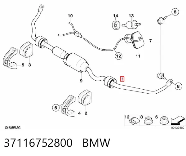 Estabilizador delantero 37116752800 BMW