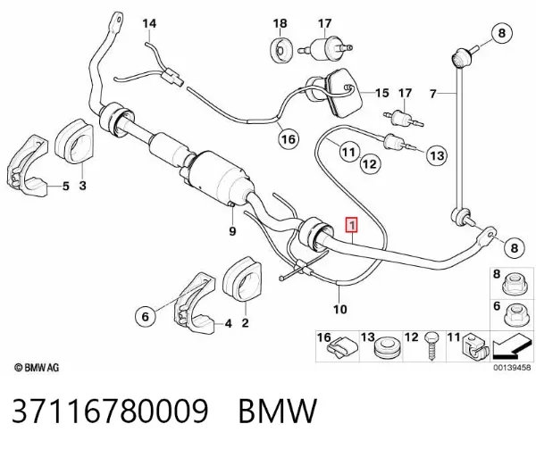 Estabilizador delantero 37116780009 BMW