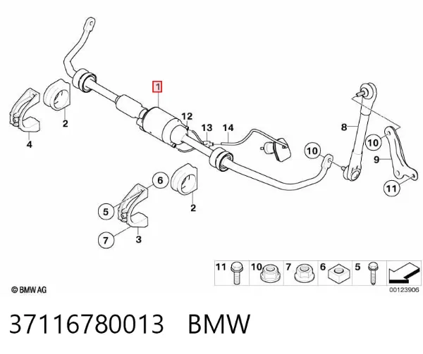 Estabilizador trasero 37116780013 BMW