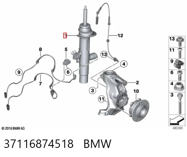Amortiguador delantero derecho 37116874518 BMW