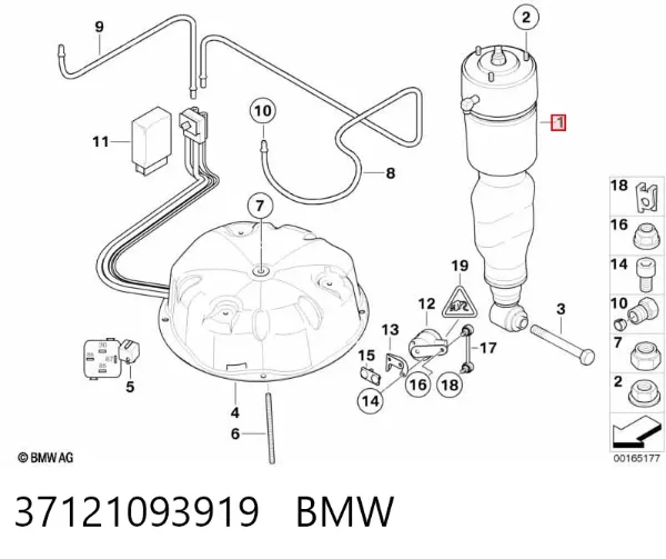 Amortiguador trasero 37121093919 BMW