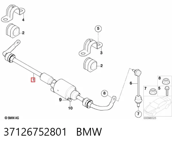Estabilizador trasero 37126752801 BMW