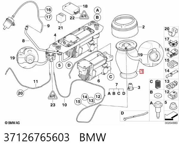 Bolsa de aire del eje trasero 37126765603 BMW