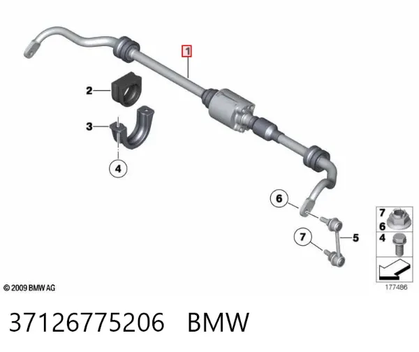 Estabilizador trasero 37126775206 BMW