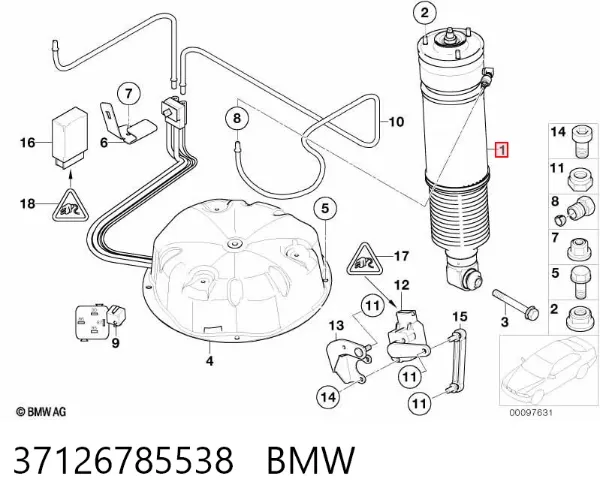 Amortiguador trasero derecho 37126785538 BMW