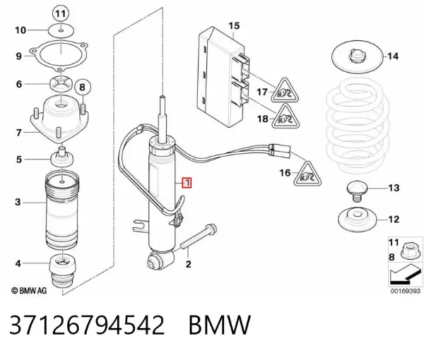 Amortiguador trasero derecho 37126794542 BMW