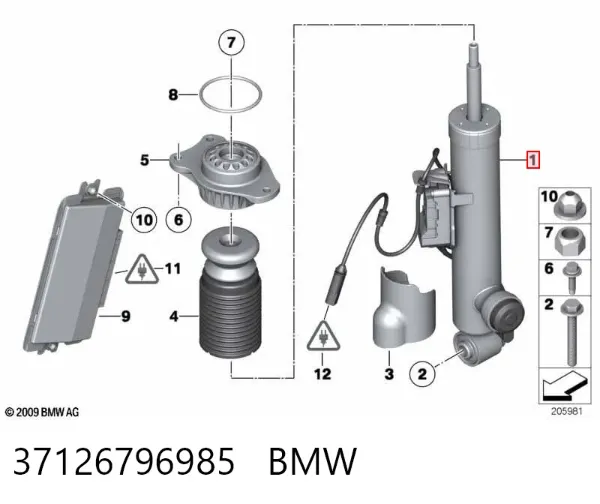 Amortiguador trasero izquierdo 37126796985 BMW