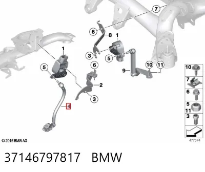 Barra delantera del sensor de nivel de carrocería BMW 37146797817