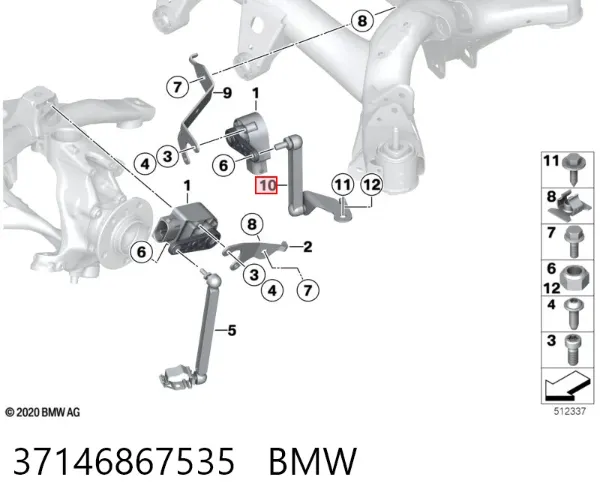 Barra del sensor de nivel de carrocería delantera izquierda 37146867535 BMW