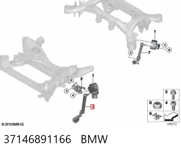 Barra delantera del sensor de nivel de carrocería 37146891166 BMW