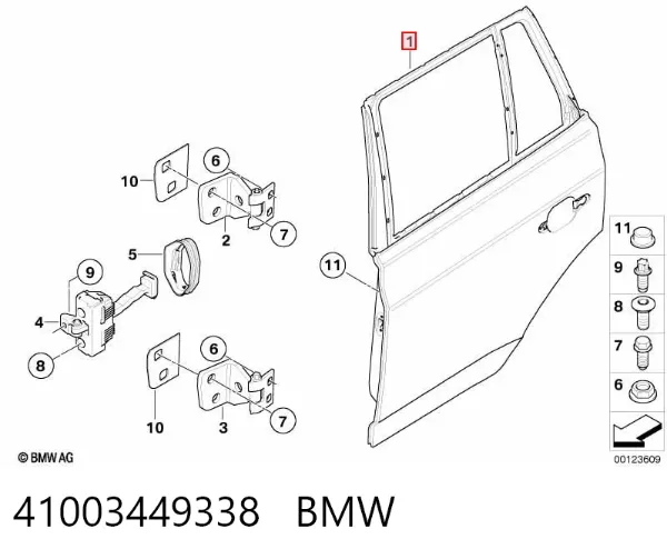 Puerta trasera derecha 41003449338 BMW