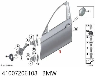 Puerta delantera derecha BMW 41007206108