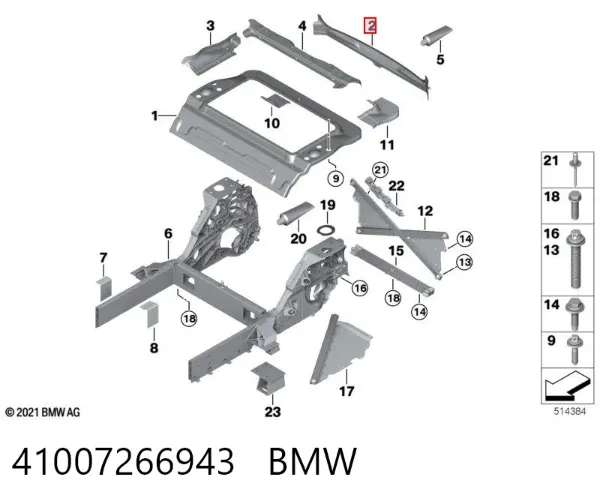 Panel del maletero trasero 41007266943 BMW