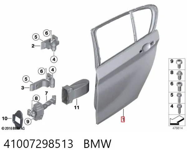 Puerta trasera izquierda 41007298513 BMW
