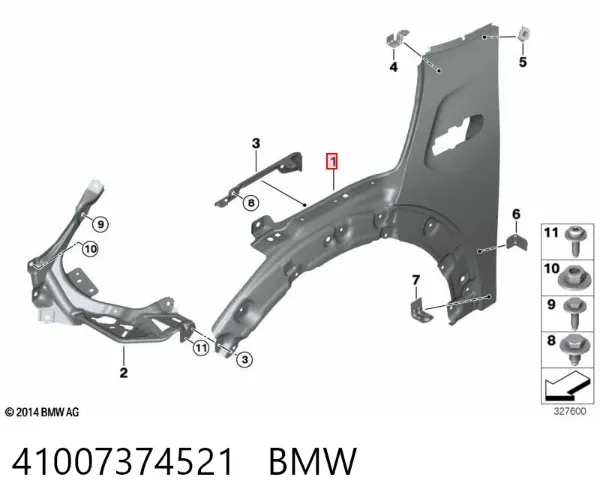 Aleta delantera izquierda 41007374521 BMW