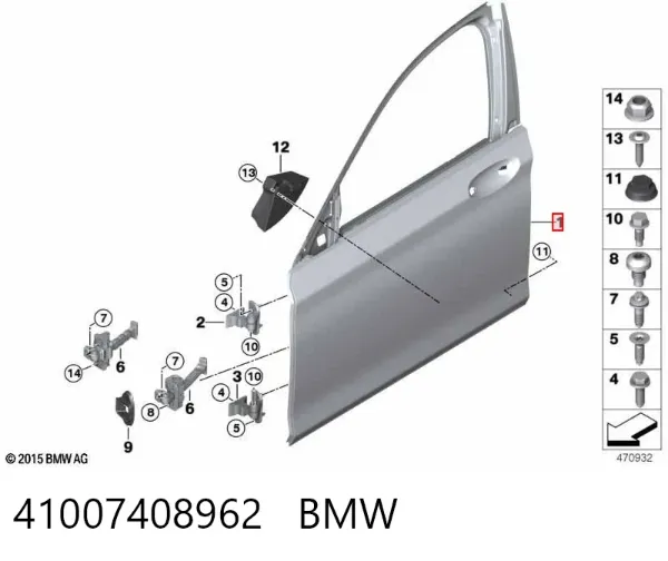 Puerta delantera derecha 41007408962 BMW