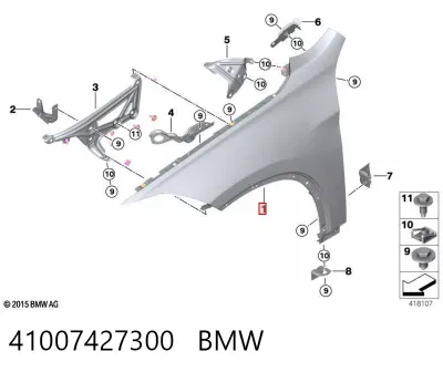 Aleta delantera derecha BMW 41007427300