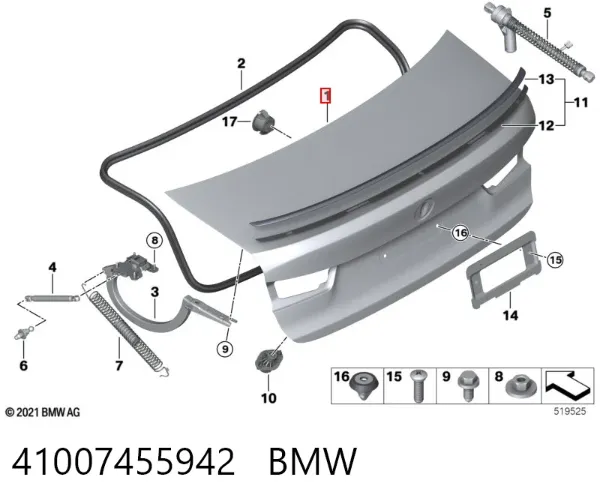 Tapa maletero 41007455942 BMW