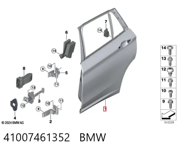 Puerta trasera derecha 41007461352 BMW