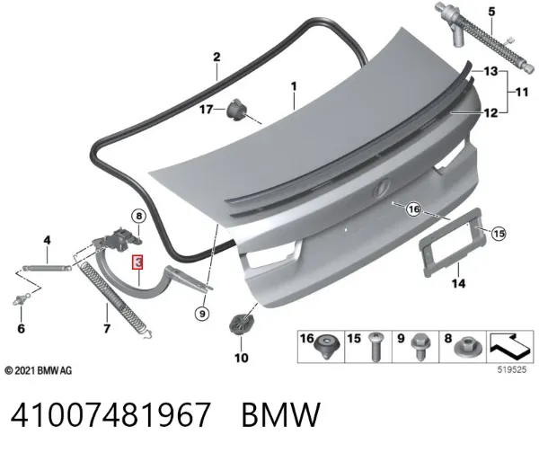 Bisagra de la tapa del maletero 41007481967 BMW