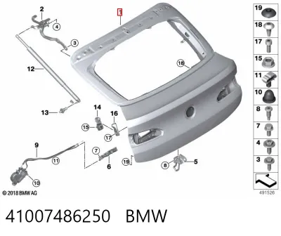 Puerta trasera del maletero (portón trasero) BMW 41007486250